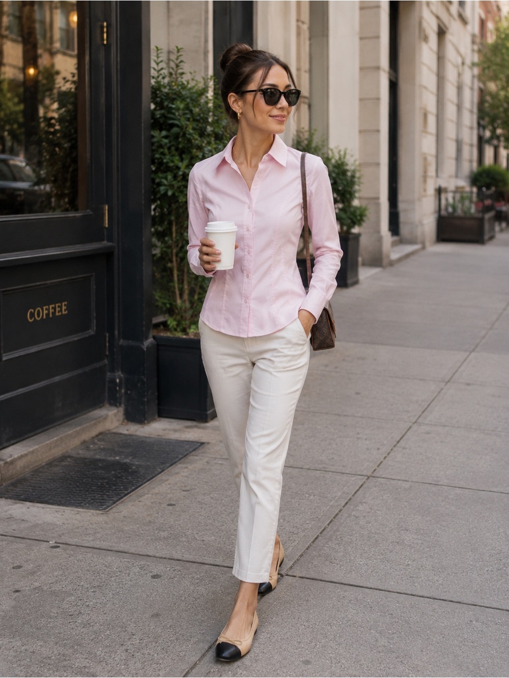 Express Stretch Pink Fitted Button Front Career Shirt Size 4